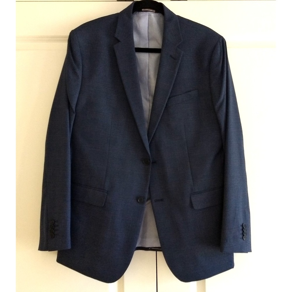Banana Republic Slim Fit Blazer Men 44R Stretch Jacket Blue Plaid Lined NWOT